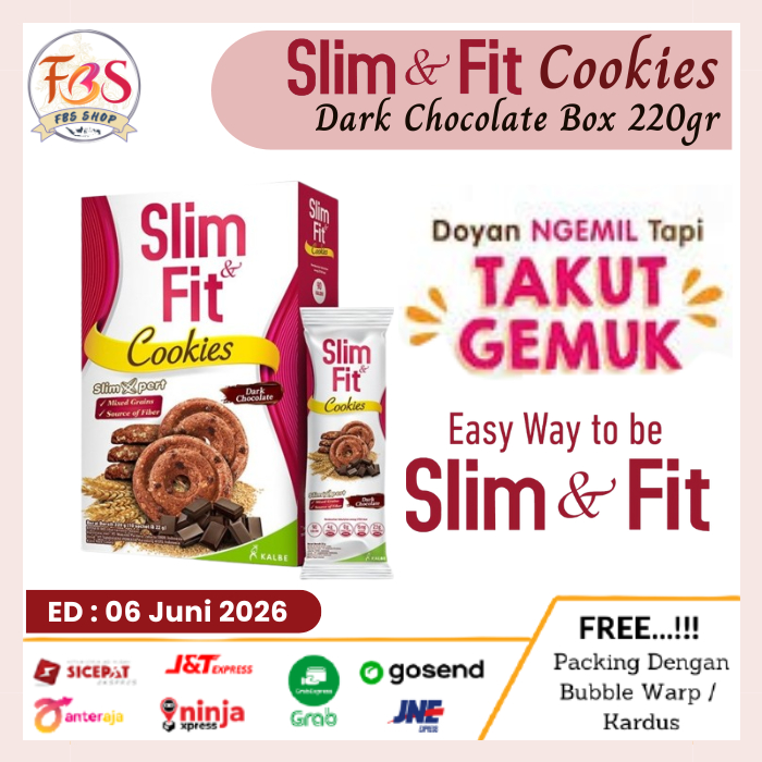

Slim And Fit Cookies Dark Chocolate Box 220gr Isi 10 x 22gr