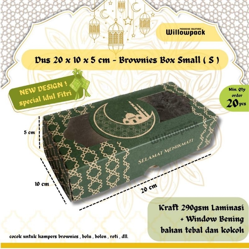 

DUS IDUL FITRI BROWNIES S 20x10x5 SMALL // BOX 2 TOPLES Kotak 250gram KRAFT LAMINASI HAMPERS LEBARAN