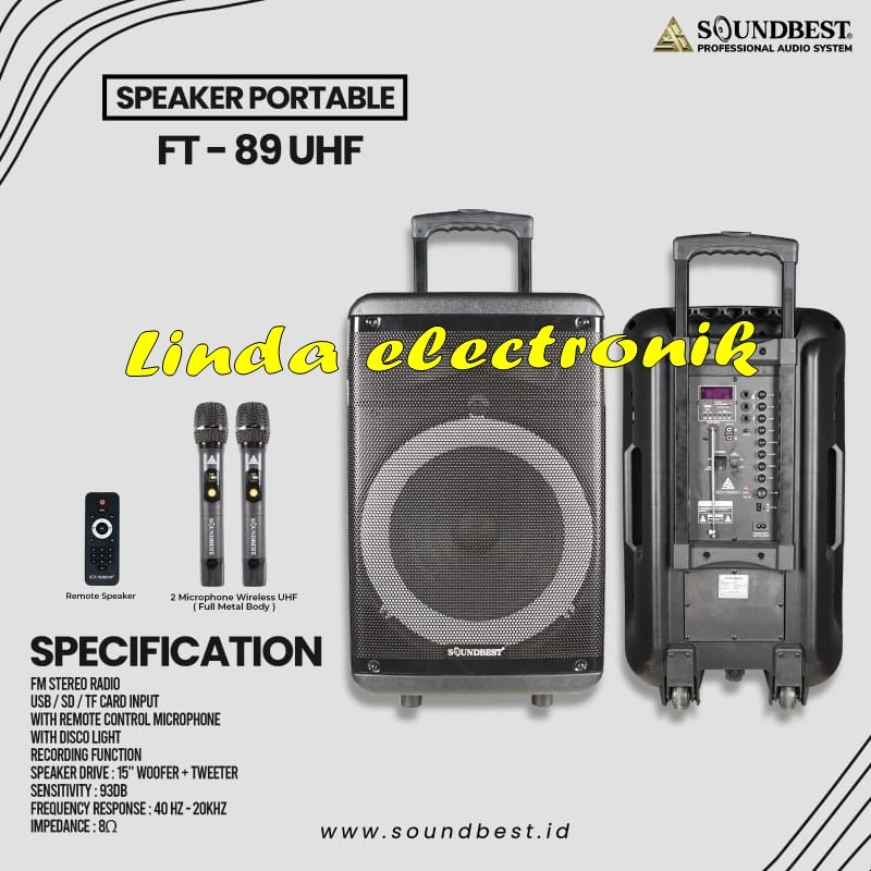 portable wireless soundbest ft89 / ft 89 15 inch original