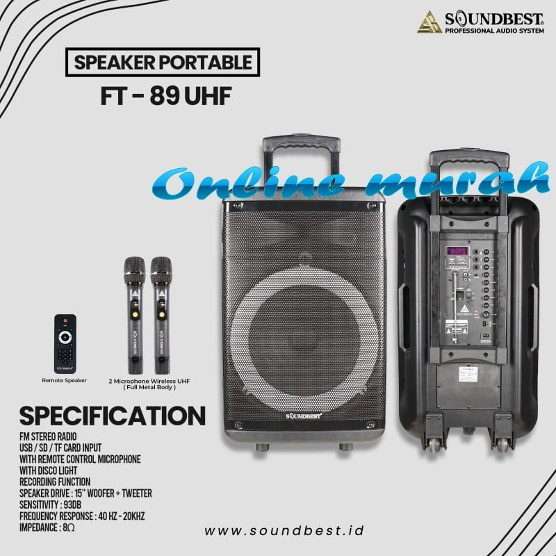 portable wireless soundbest ft89 / ft 89 15 inch original