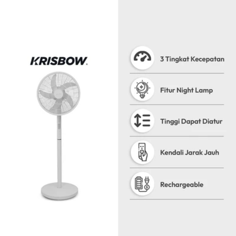 ACE Krisbow 16 Inci Kipas Angin Berdiri Emergency - Putih/ACE KRISBOW EMERGENCY STANDING FAN 16INC W