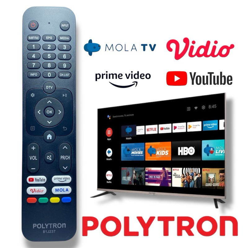 polytron remot smart tv android 81j237 pld24cv 32cv 40cv 43cv remote tv lcd led polytron