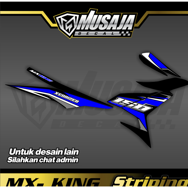 Decal Striping mx king biru hitam - dekal transparan uv mx king