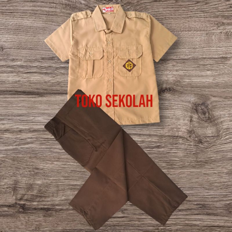 Seragam Sekolah Pramuka Anak SD Laki2 penggalang, siaga Baju pendek Celana Panjang