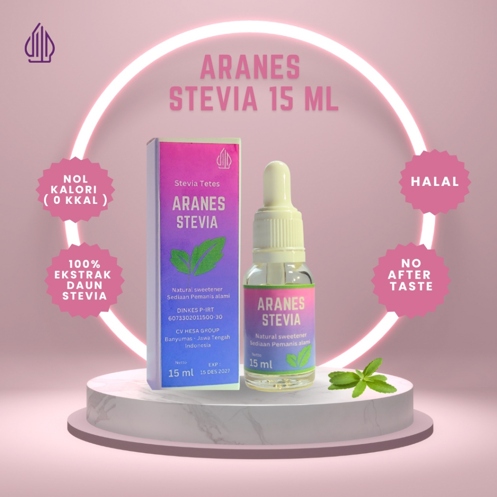 

Terlaris Aranes Stevia 15 ml Pemanis Alami Pengganti Gula Cair Tetes Stevia Sweetener 0 Kalori 0 Gula