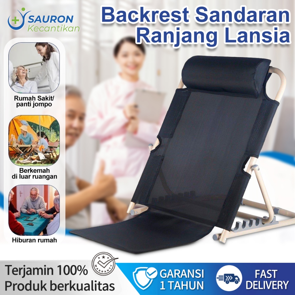 Sandaran Punggung Ranjang Lipat | Kursi Sandaran untuk Lansia & Orang Sakit | Sandaran Duduk Nyaman 