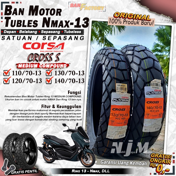 Ban Motor NMAX Corsa Cross s Ring 13 Tubles Ban Motor Tubeless NMAX Ring 13 Tubles