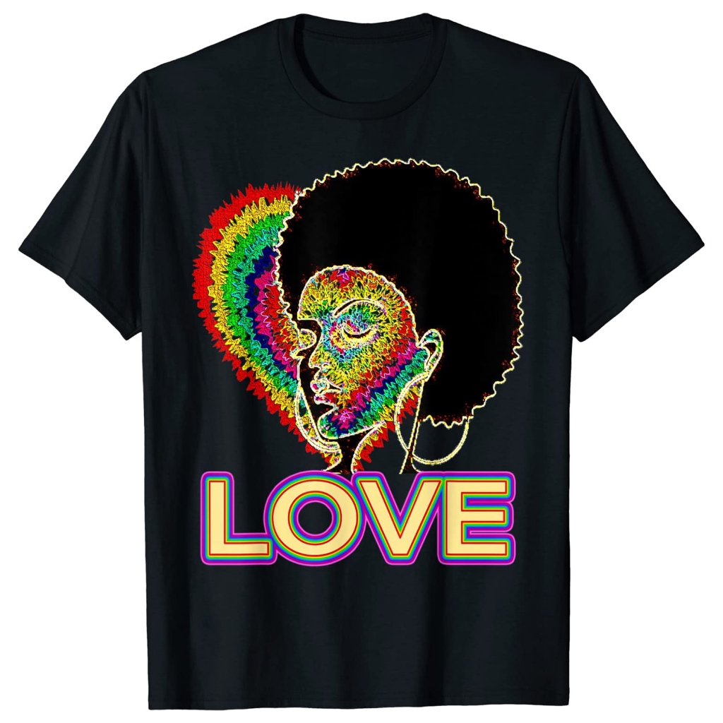 Love Afro LGBT Flag Gay Pride Transgender Rainbow LesbianT-Shirt