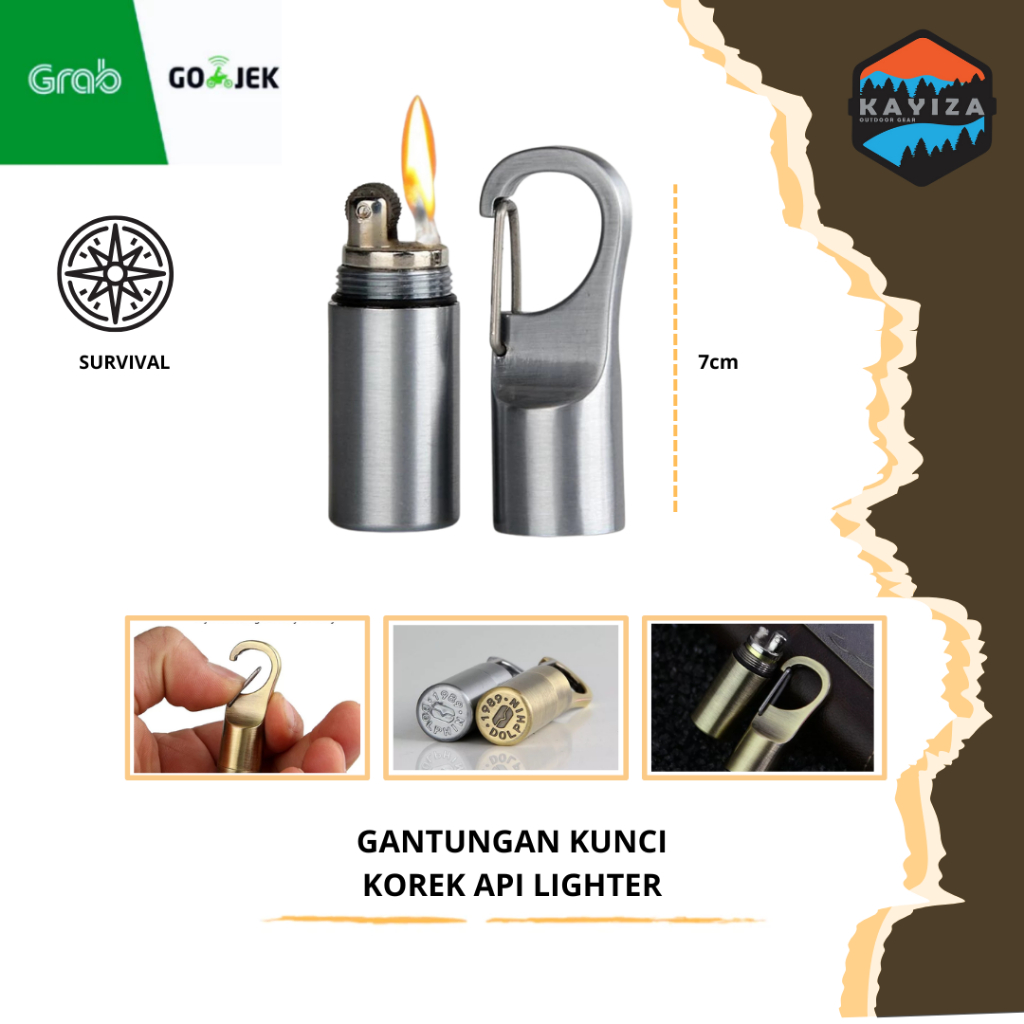 [COD] Gantungan kunci korek api lighter waterproof - korek api survival - korek api mini - korek api