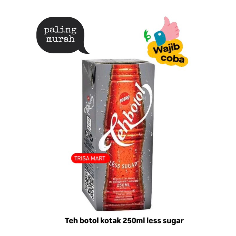 

Teh botol sosro kotak less sugar 250ml isi 1pc