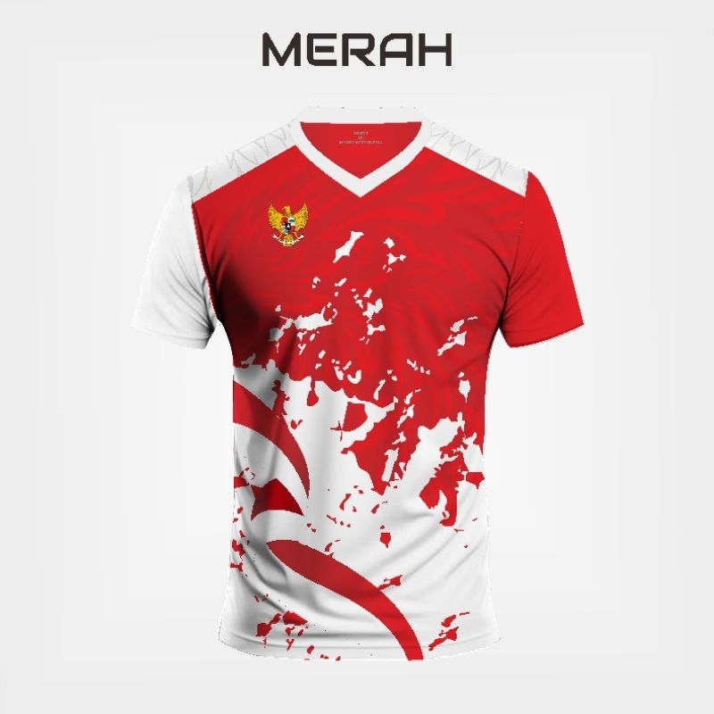 QH Jersey Timnas Garuda Baju Olahraga Merah Putih 17 Agustusan Kaos Sepakbola Futsal Volly Badminton