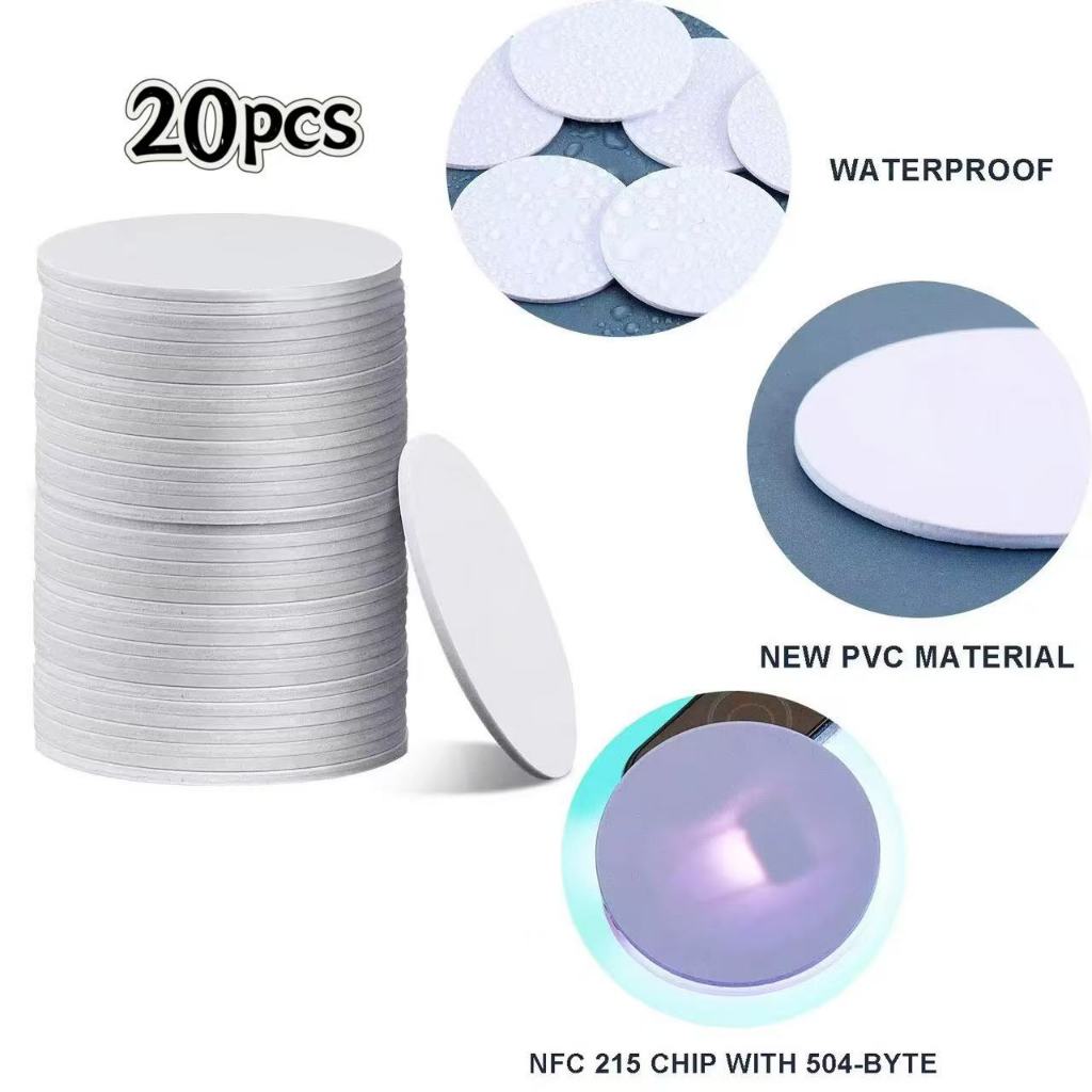 

20PCS/SET Coin RFID Bulat NTag 215 NFC Tag 25mm Kloning Duplikator Kartu Akses
