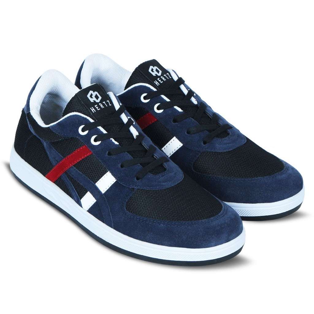 Hertz - Sepatu Sneaker Pria Terbaru H 2787 Brand Hertz Sepatu Kets Sepatu Olahraga Warna Biru Hitam.