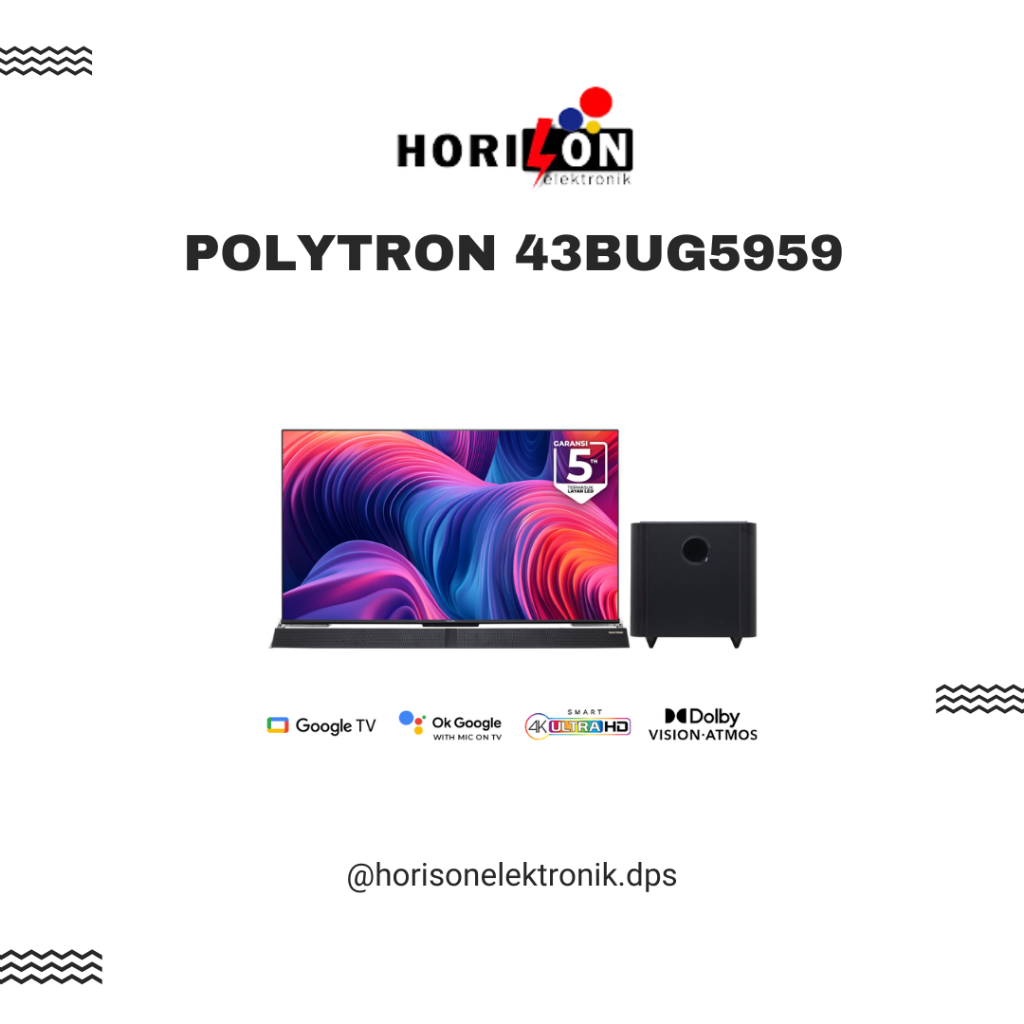 LED SMART GOOGLE TV POLYTRON 43 INCH PLD 43UG5959 SOUNDBAR