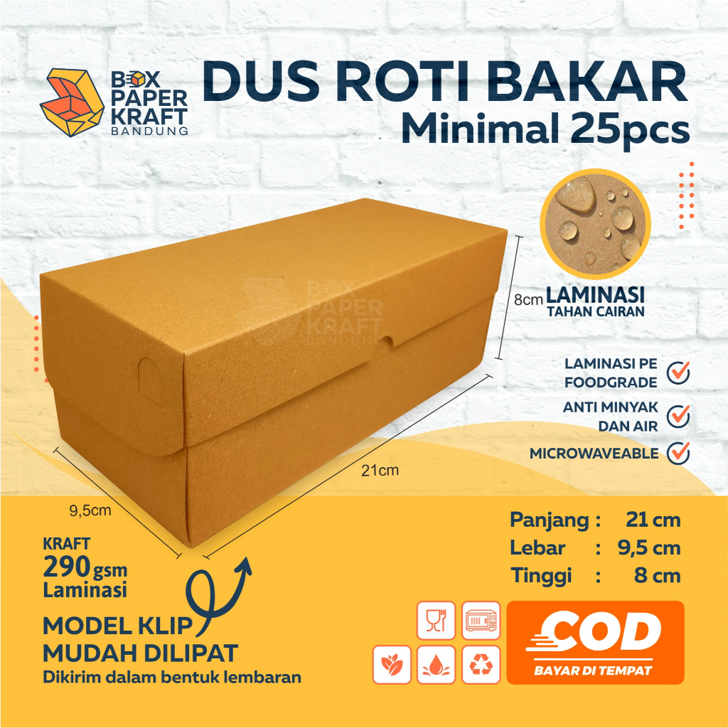 Dus Roti Bakar Bandung Box Kraft 290gsm Kotak Kue Brownies Donat Bomboloni