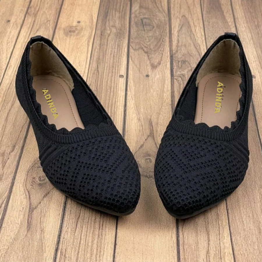Sepatu Flatshoes Sandal Balet Pesta Kerja Flat Wanita Motif  Rajut Import Sandal Balet Pesta Warna H