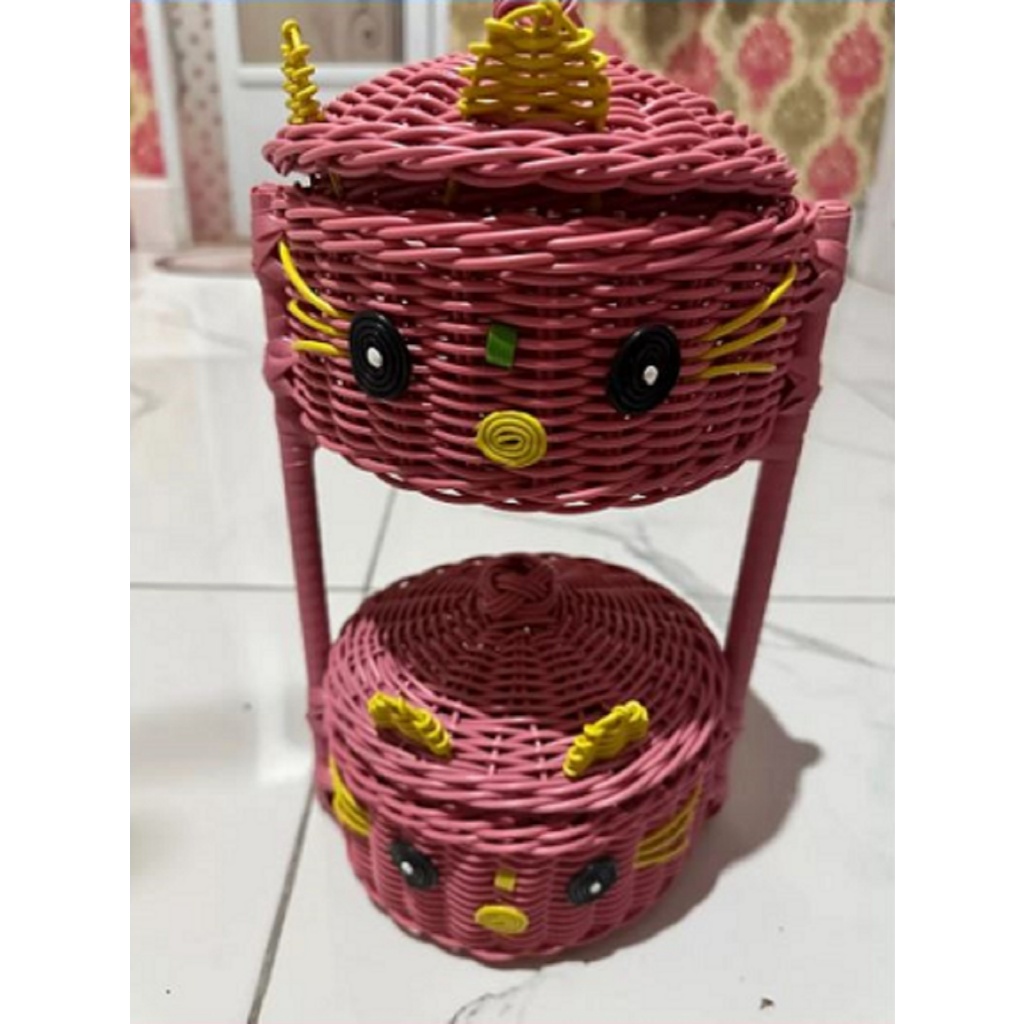 Promo Rak Bawang Keranjang Bumbu Dapur Rotan/Sintetictempat Serbaguna Keranjang Rotan Tempat Bawang