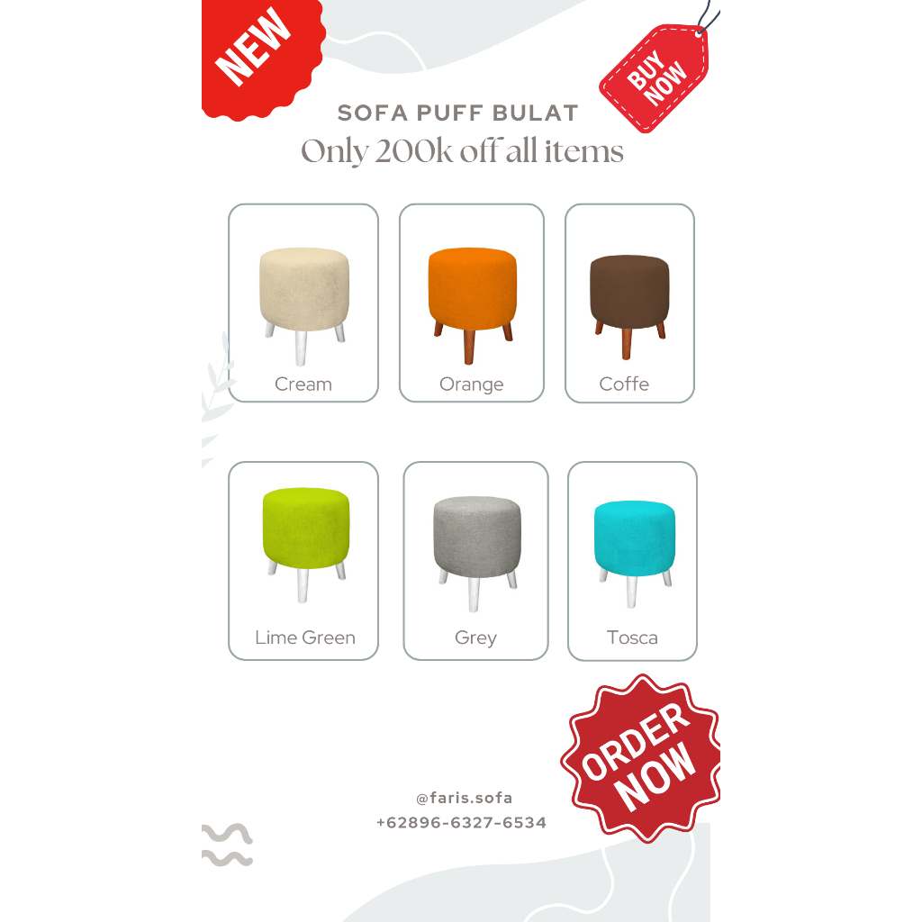 Sofa Puff Bulat/Sofa Aesthetic/Sofa Minimalis