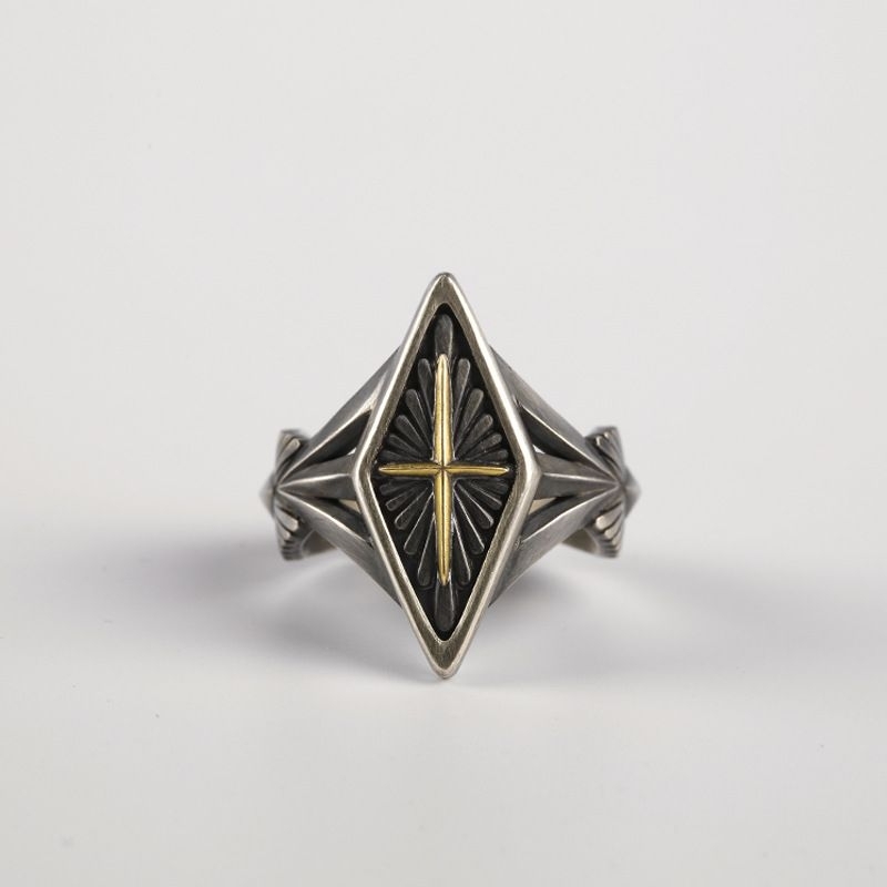 Cincin Salib Independent Belahketupat/Fashion Trend Classical Personality Creative Cross Ring Hip Ho