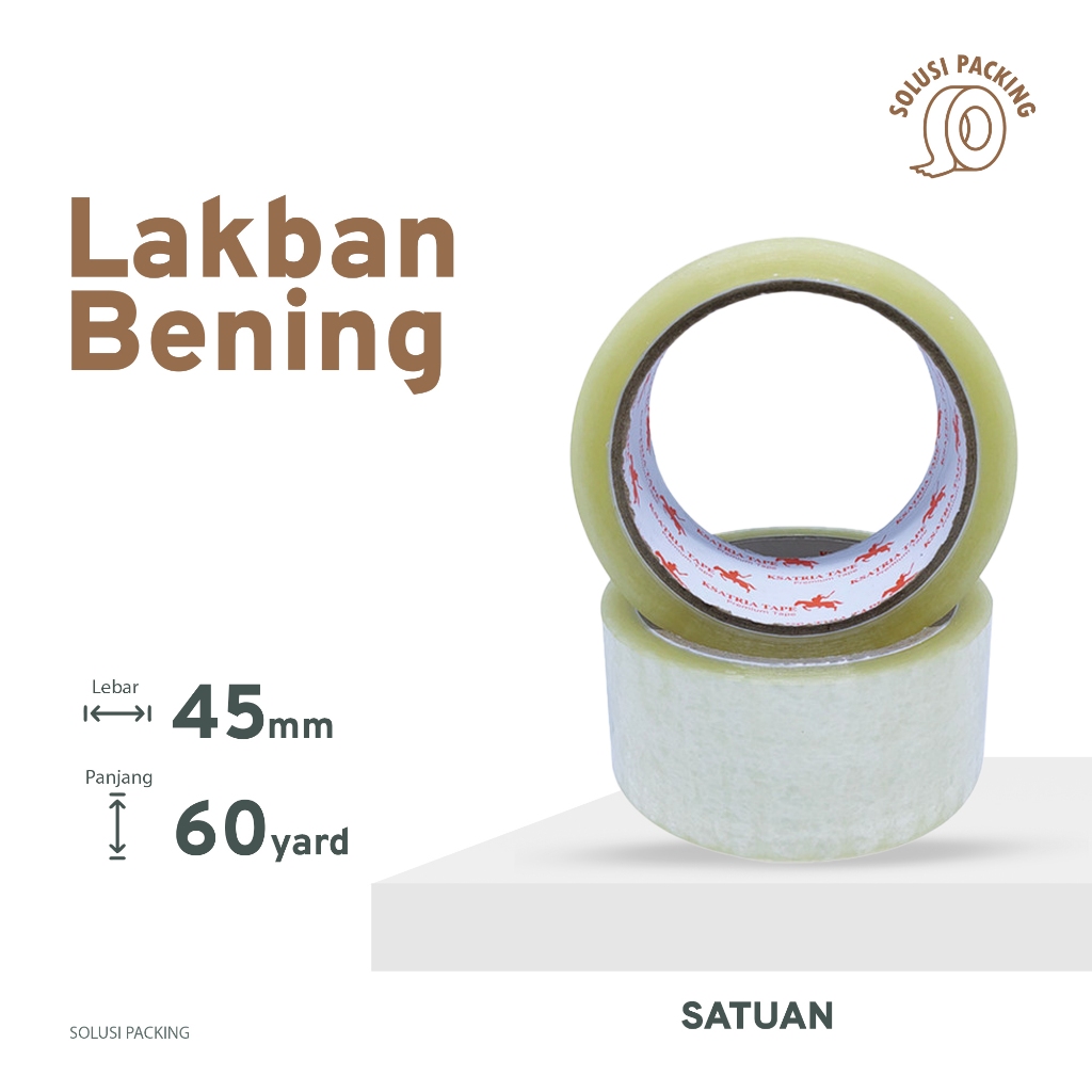 

Lakban OPP Bening Ksatria 45mm x 60 Yard SLOP 6 roll ISOLASI Kualitas Premium | SOLUSI PACKING