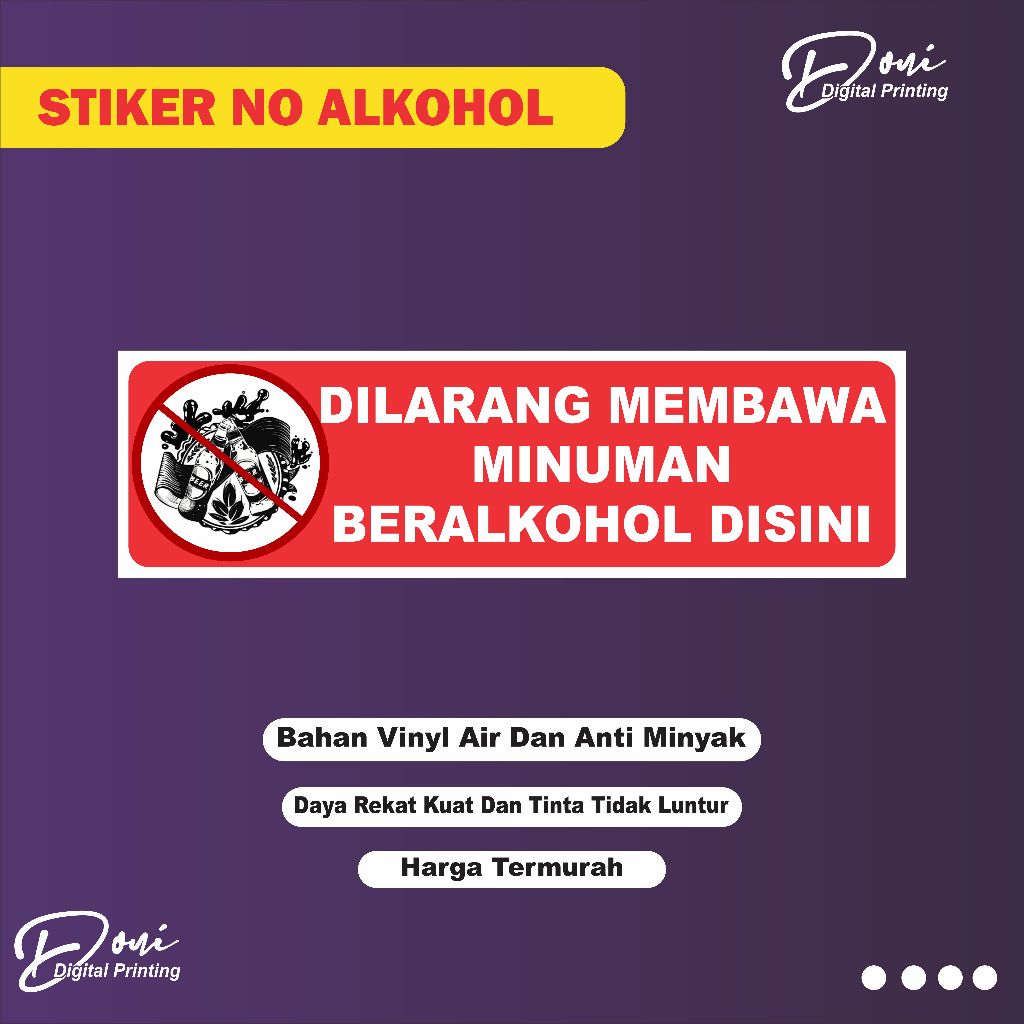Stiker Dilarang Membawa Minuman Beralkohol / Dilarang Membawa Minuman Alkohol / Dilarang Alkohol