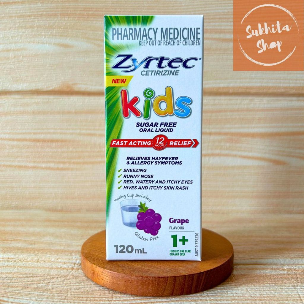 Zyrtec Kids Liquid Grape 120ml ORIGINAL Australia/Obat Alergi Anak/Obat bersin &Watery Eyes/Obat Gat
