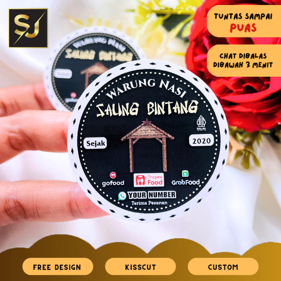 

9-15 Sangajaya Cetak Stiker lLabel Rumah Makan Sticker Warung Nasi Warnas Free Desain Logo Restoran