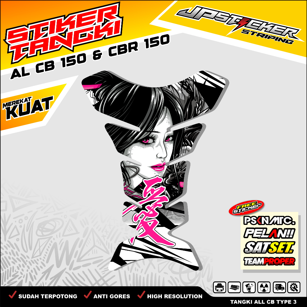 Stiker Tangki Tankpad Motor Universal Untuk Tangki Motor CB, MEGAPRO, CB VERZA, CB150R, CBR, JAPSTYL