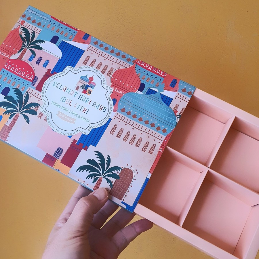 

5 Pcs Dus Packaging Cookies Hampers Idul Fitri Colourful Mosque Sekat Pink 6 Box Ukuran 7.5 x 7.5 x 4.5cm