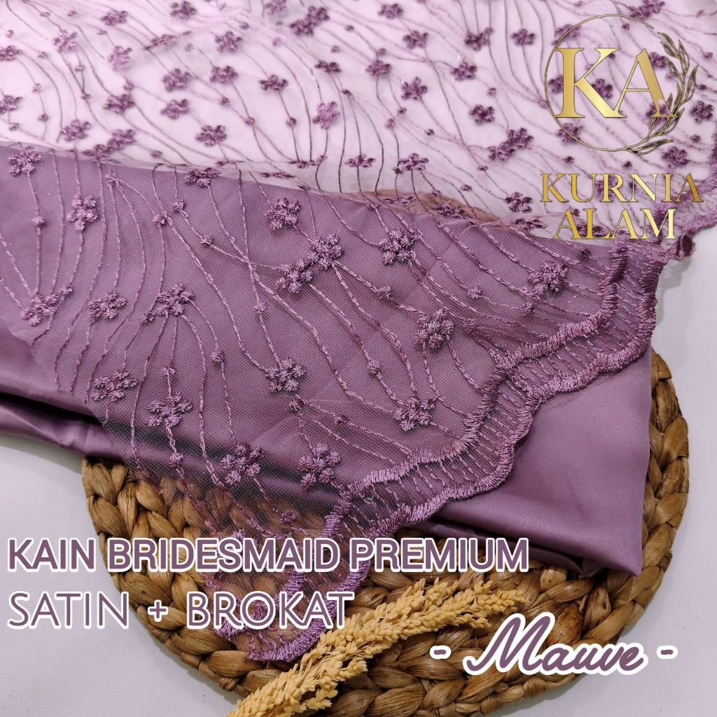 ½ meter Kain Brukat Brokat Tile Bordir warna MAUVE / Brokat Bordir Premium Mewah / Motif Rambat Bung