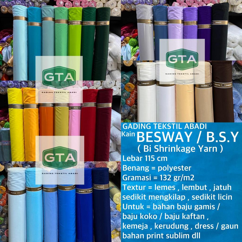 ( per setengah meter ) bahan gamis meteran kain BESWAY BSY TEBAL POLYESTER premium lebar 115 cm mete