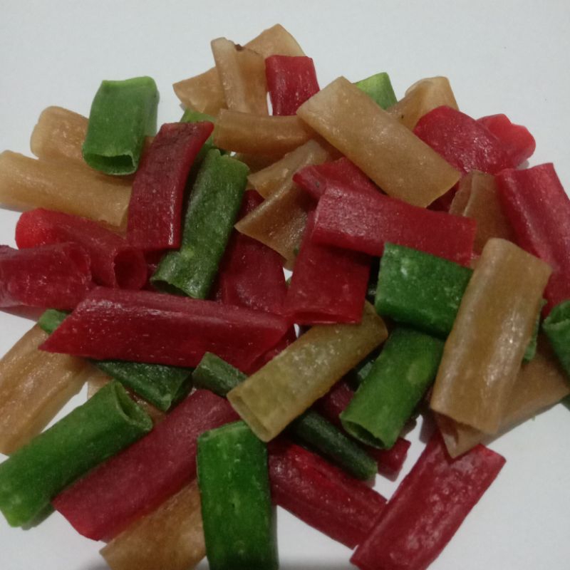 

termurah! krupuk plompong atau impala tiga warna pendek berat 500gram