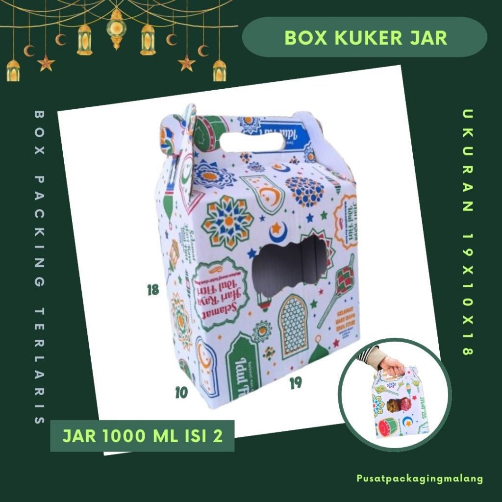 

Box Kue Kering 19x10x18 Jinjing (KUKER TOPLES JAR 1000ml ISI 2) Box Jinjing Kardus Lebaran Idul Fitri Hampers Polos/Motif