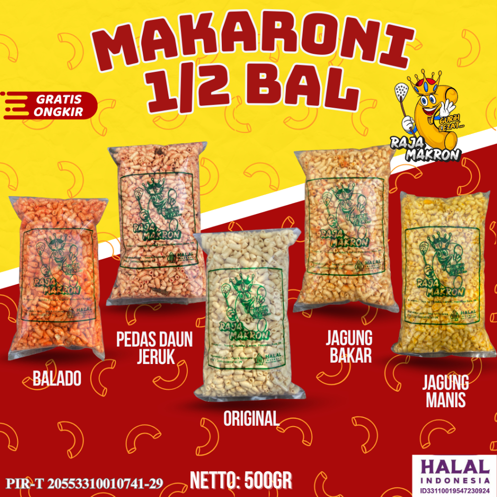 

1/2 BAL MAKARONI KRESS BANTAT KEMASAN 500Gr - 5 VARIAN RASA Food Snack Cemilan Makanan Pedas