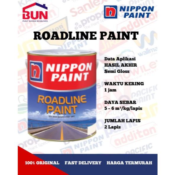CAT ROADLINE PAINT GALON - NIPPON PAINT 5 KG WARNA PUTIH