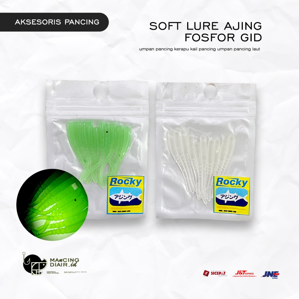 Soft Lure Ajing Ultralight Fosfor GID - Rocky Lure's || 45mm