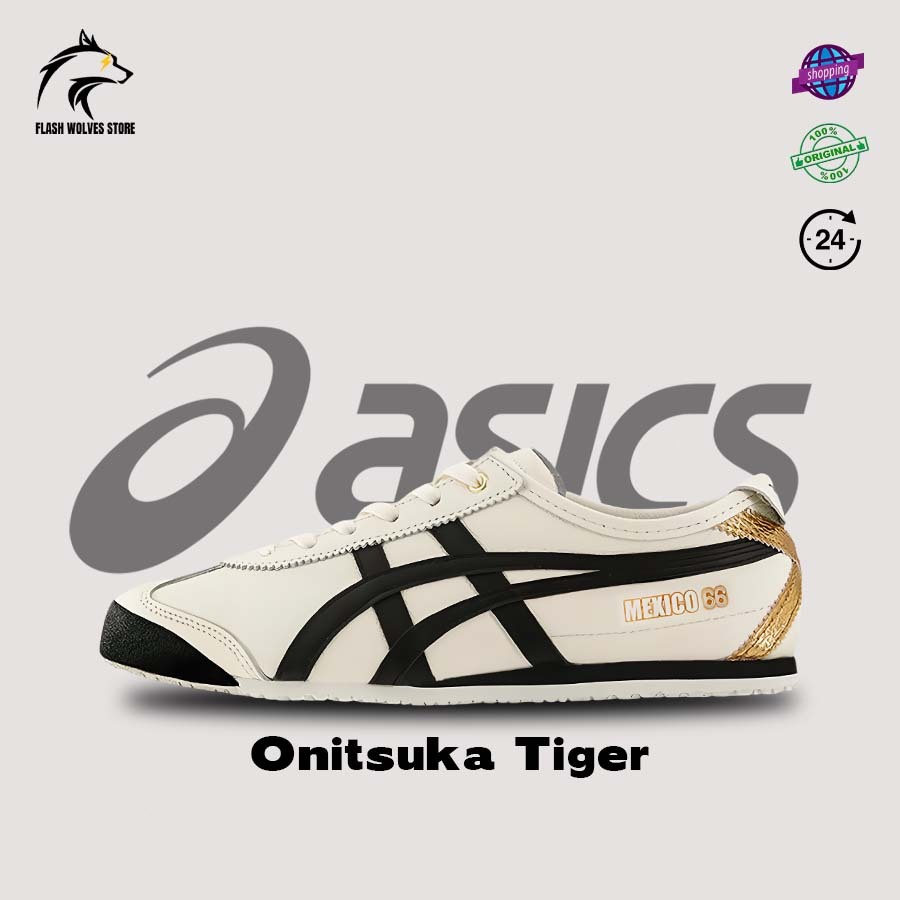 Onitsuka Tiger Mexico 66 White Black kulit Sepatu Asicas Cowok Slip on Casual Pria Orignal 100% Japa