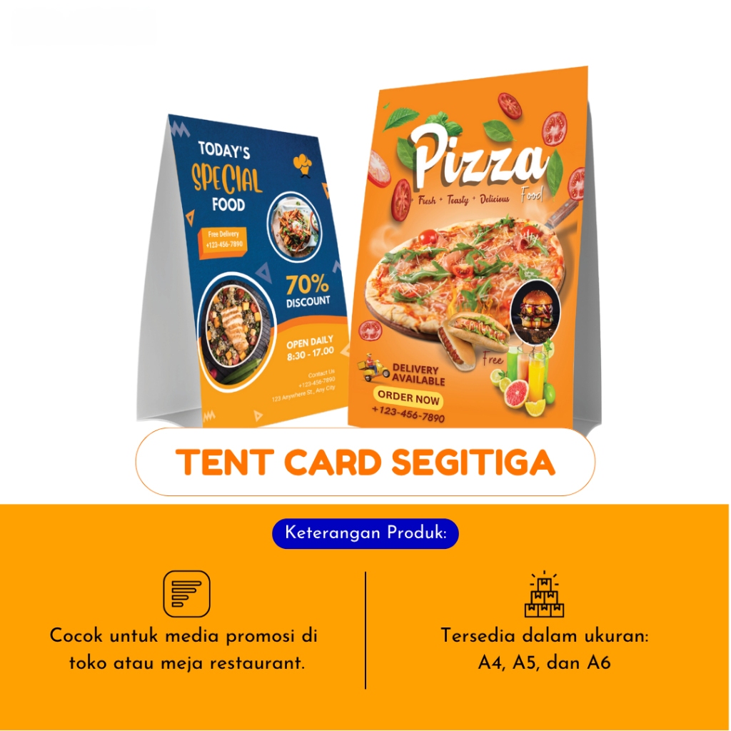 

Cetak Tent Card Segitiga 2 Sisi | Ukuran A4 / A5