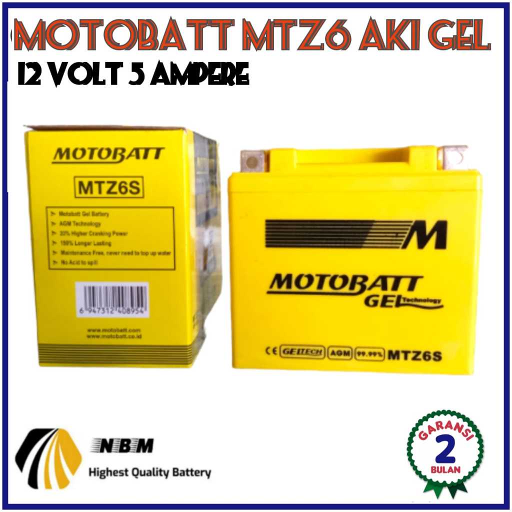 Aki Motor Vario 125 150 PCX 125 150 CBR 150 New Aerox/New NMAX/VIXION old/Freego Motobatt MTZ6V Aki 