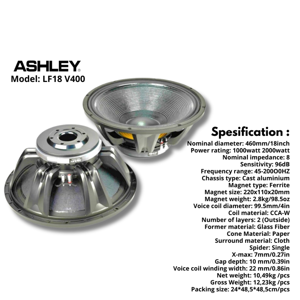 ORIGINAL SPEAKER ASHLEY 18 INCH TIPW LF18V400