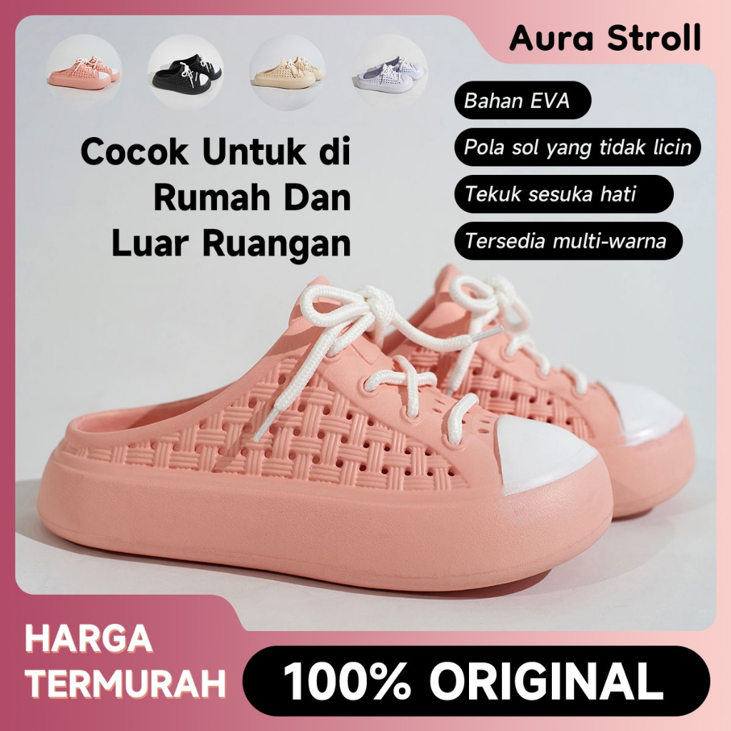 WLF2501-Sandal Wanita Kekinian Tinggi Empuk Sandal Wedges Wanita Baim dan Jibbitz Lucu Kekinian Kare