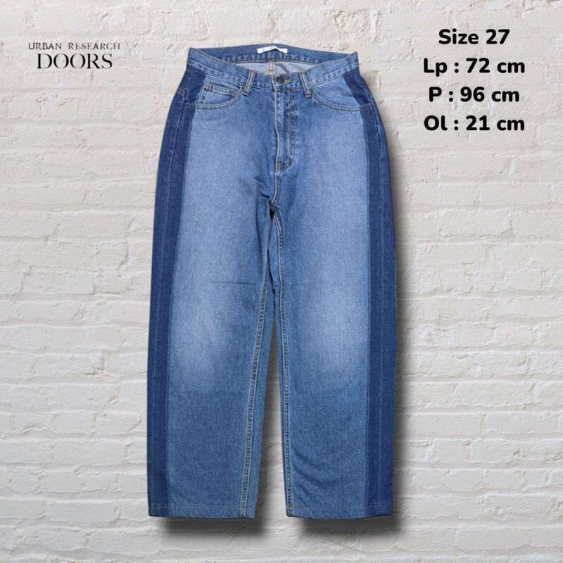 Size 27 Celana Panjang Longpants Jeans Urban Research Doors Blue Washed Fading Loose Fit Original Se