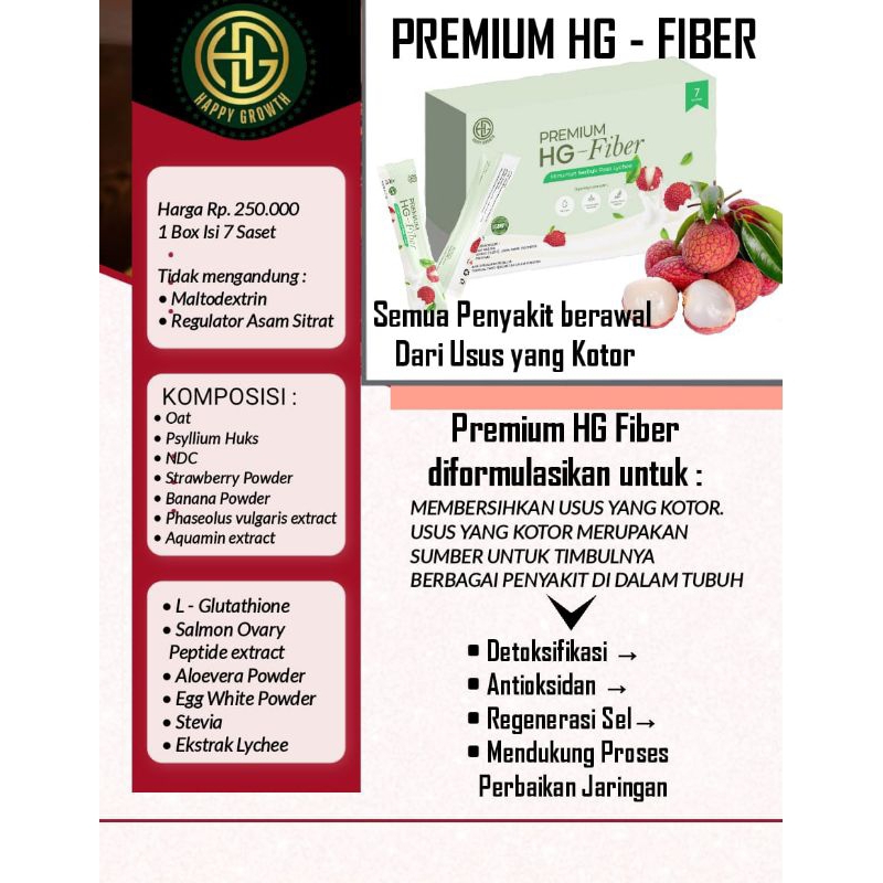 Premium HG Happy Growth Fiber Drink Minuman Fiber