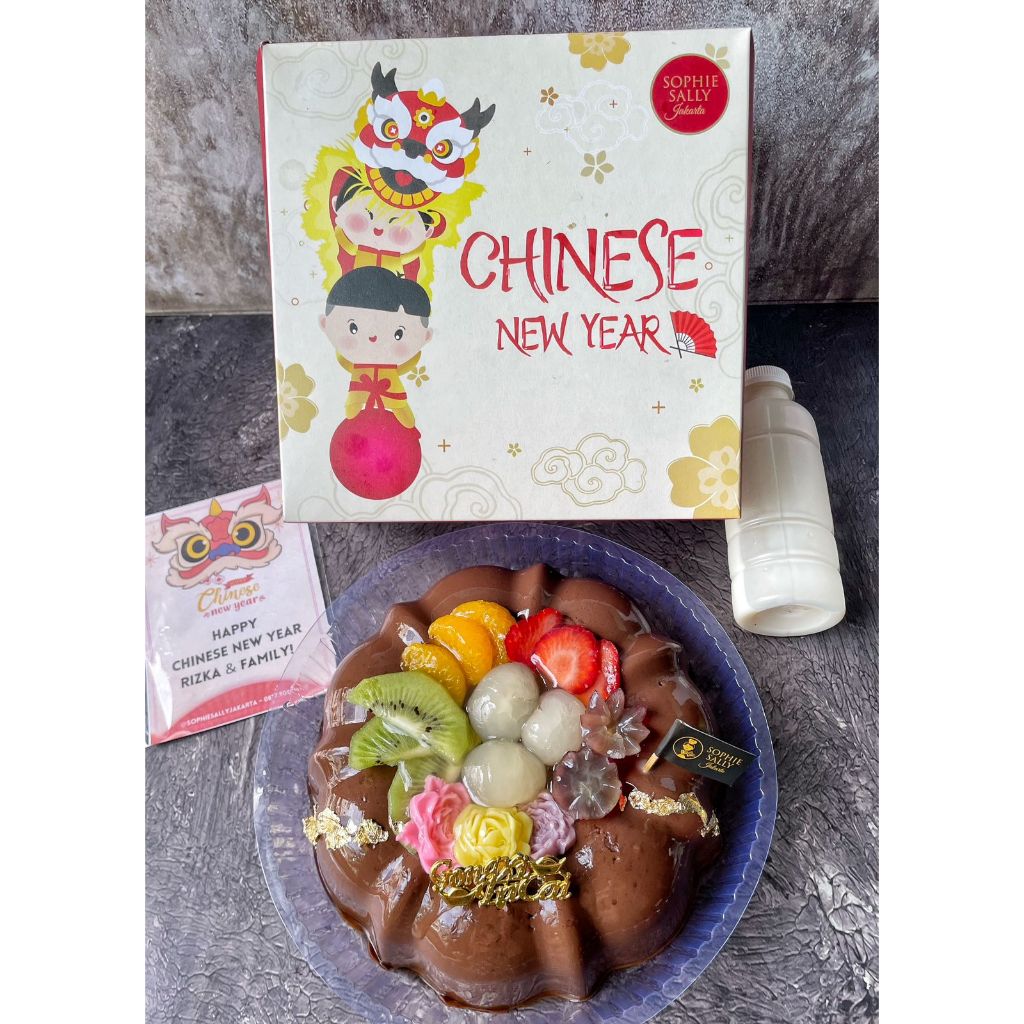 

Pudding Dark Choco Fruit Loyang - Hampers CNY / Paket Imlek Edition - READY
