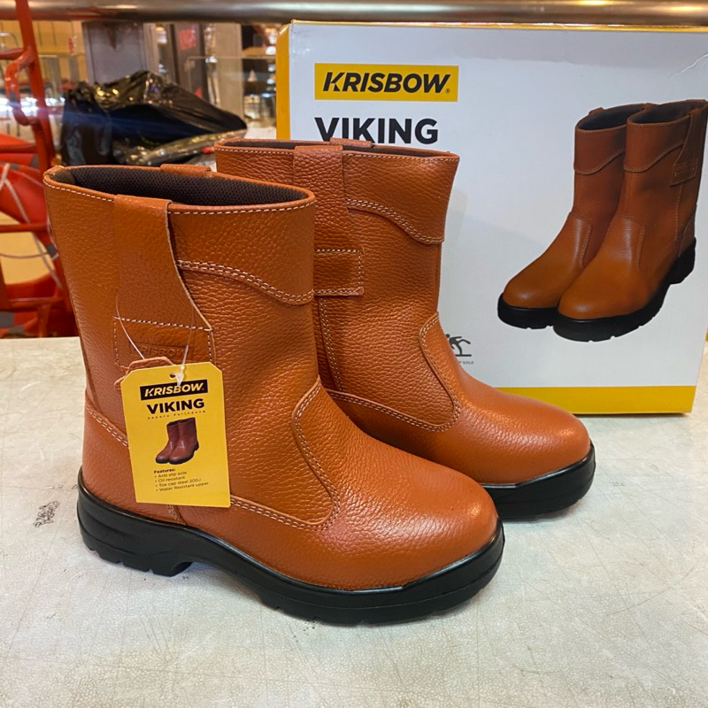 Sepatu Safety Krisbow Viking Cokelat Original 100% - Safety Shoes Keselamatan Kerja Boots Bahan Kuli