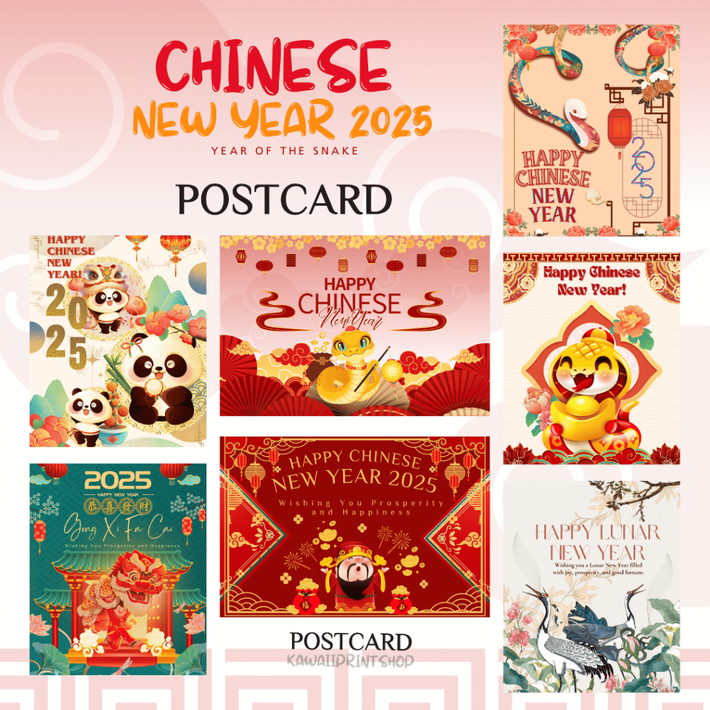 

Kartu Pos Chinese New Year | KartuPos Imlek Tahun Ular 2025 | Snake Lunar New Year 2025 Postcard