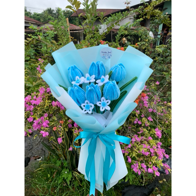 Bouqet Bunga kawat Bulu | bunga tulip kawat bulu