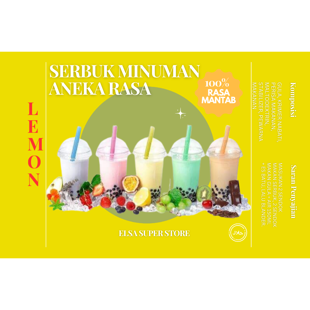 

SERBUK MINUMAN RASA LEMON 500GR