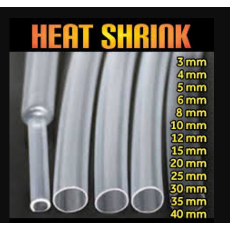1 METER TRANSPARAN Selang Sarung Bakar / Selongsong Bakar / HeatShrink Tube Bening 1mm 2mm 3mm 4mm 5