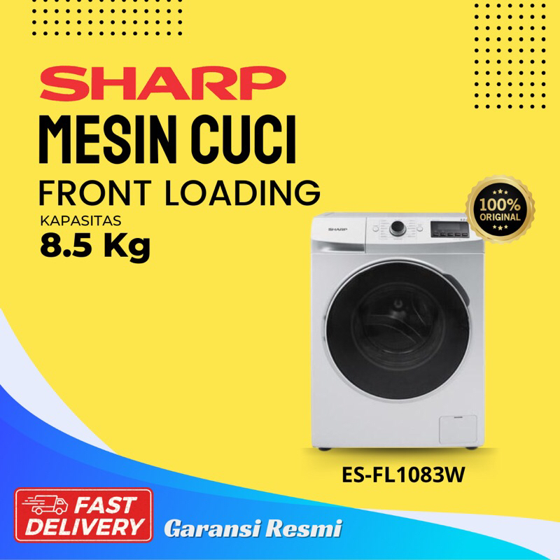 MESIN CUCI SHARP ES-FL1083W MESIN CUCI FRONT LOADING 8.5KG
